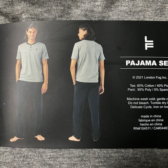 London Fog Collection Mens 2 piece Sleep Set M NWT - Picture 4 of 5